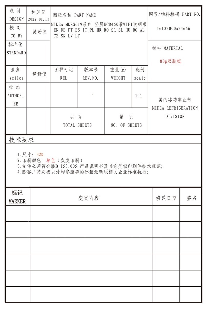 Midea MDRS619 Series User manual