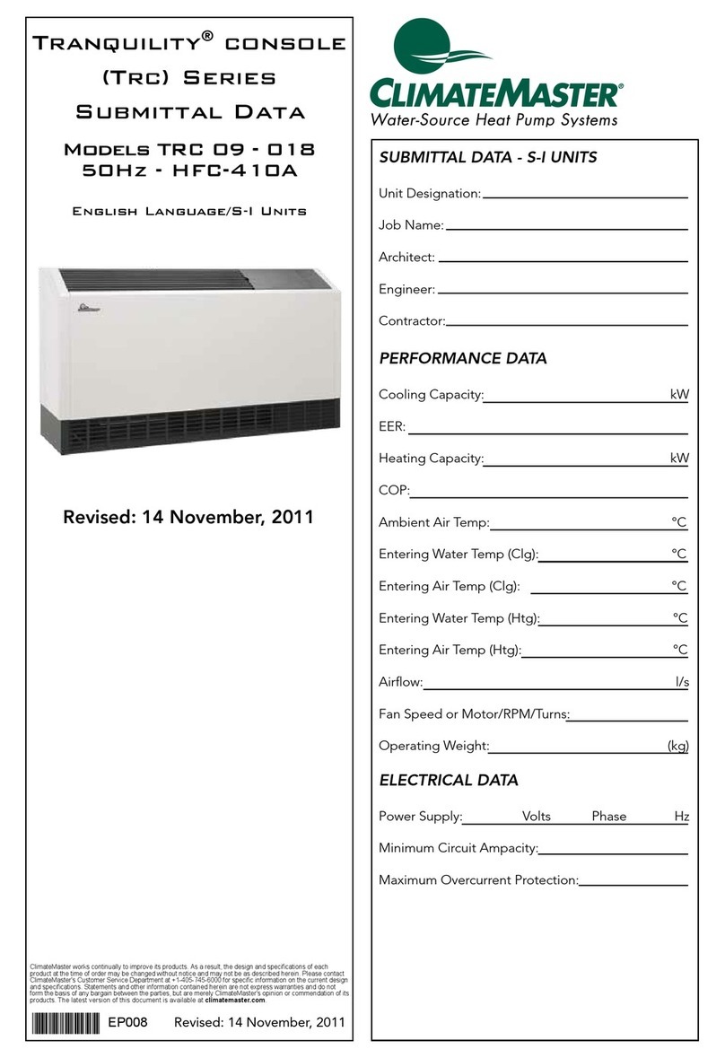 ClimateMaster Tranquility TRC Series Submittal data