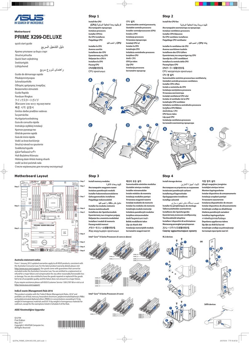 Asus PRIME X299-Deluxe Series quick start guide