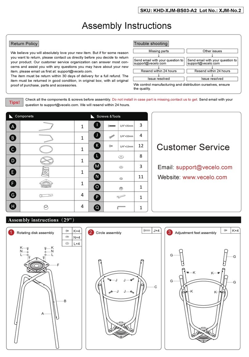 VECELO KHD-XJM-BS03-A2 Assembly instructions