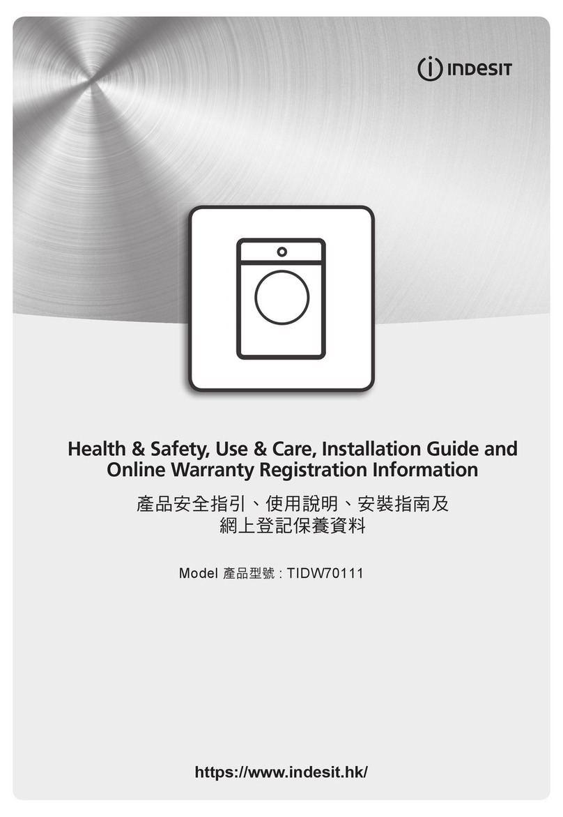 Indesit TIDW70111 Health & Safety, Use & Care, Installation Guide and Online Warranty Registration Information