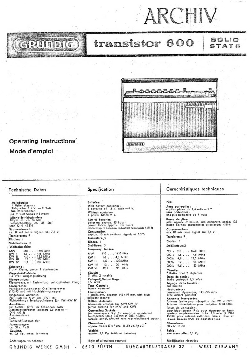 Grundig transistor 600 User manual