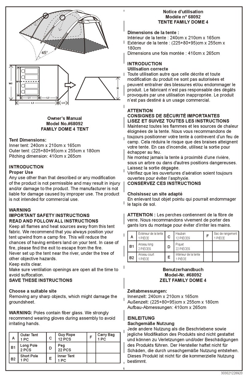 Bestway FAMILY DOME 4 TENT owner's manual