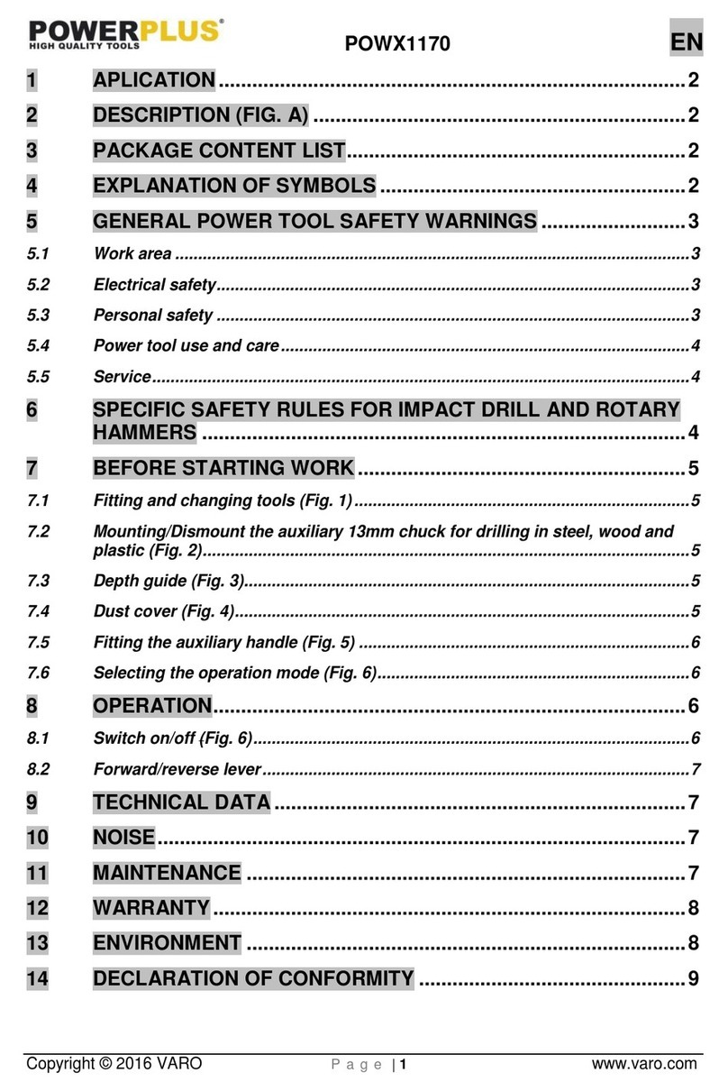 Powerplus POWX1170 quick start guide