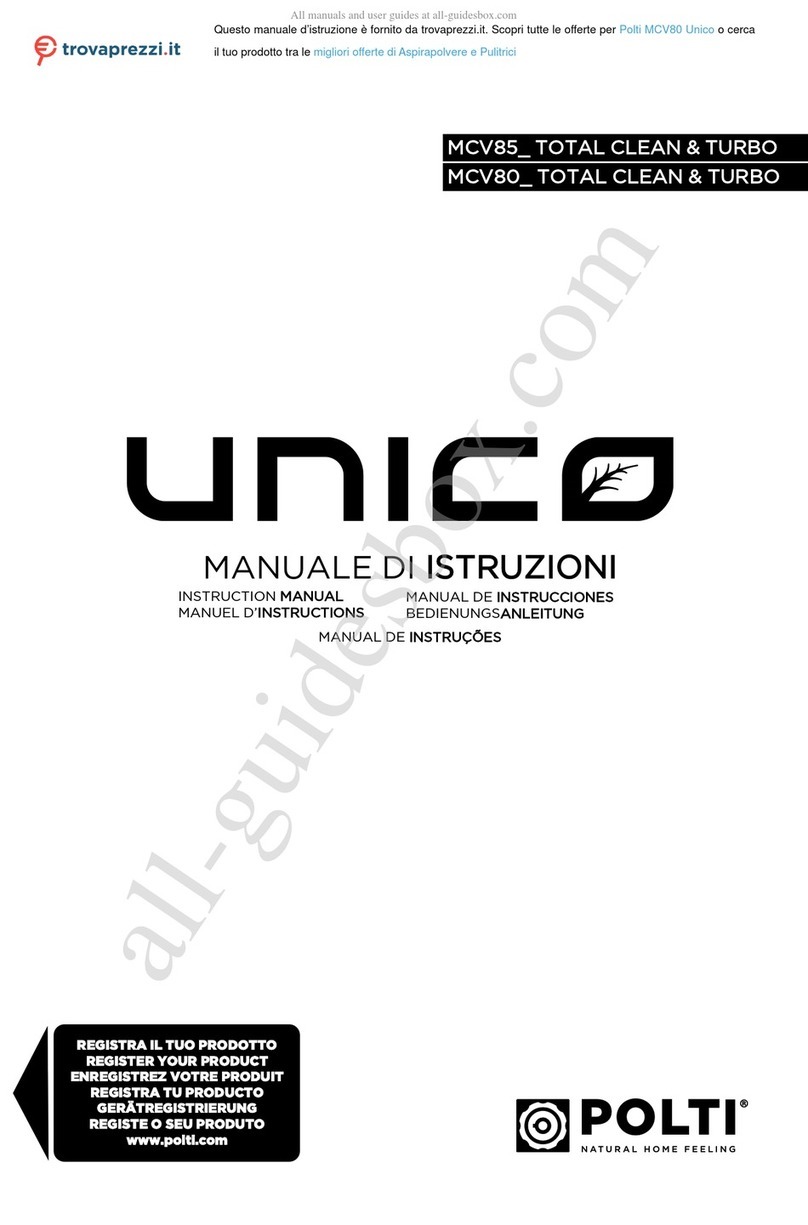 POLTI unico MCV80 total clean & turbo instruction manual