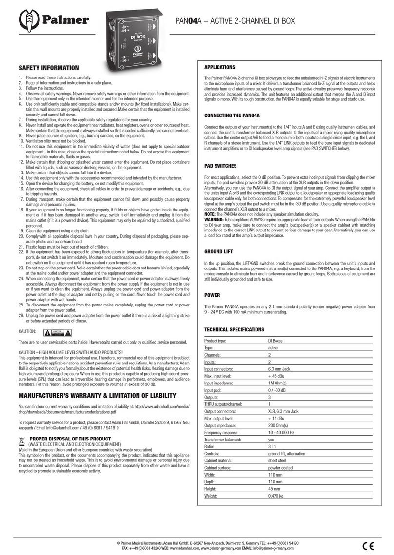 Palmer PAN04A User manual