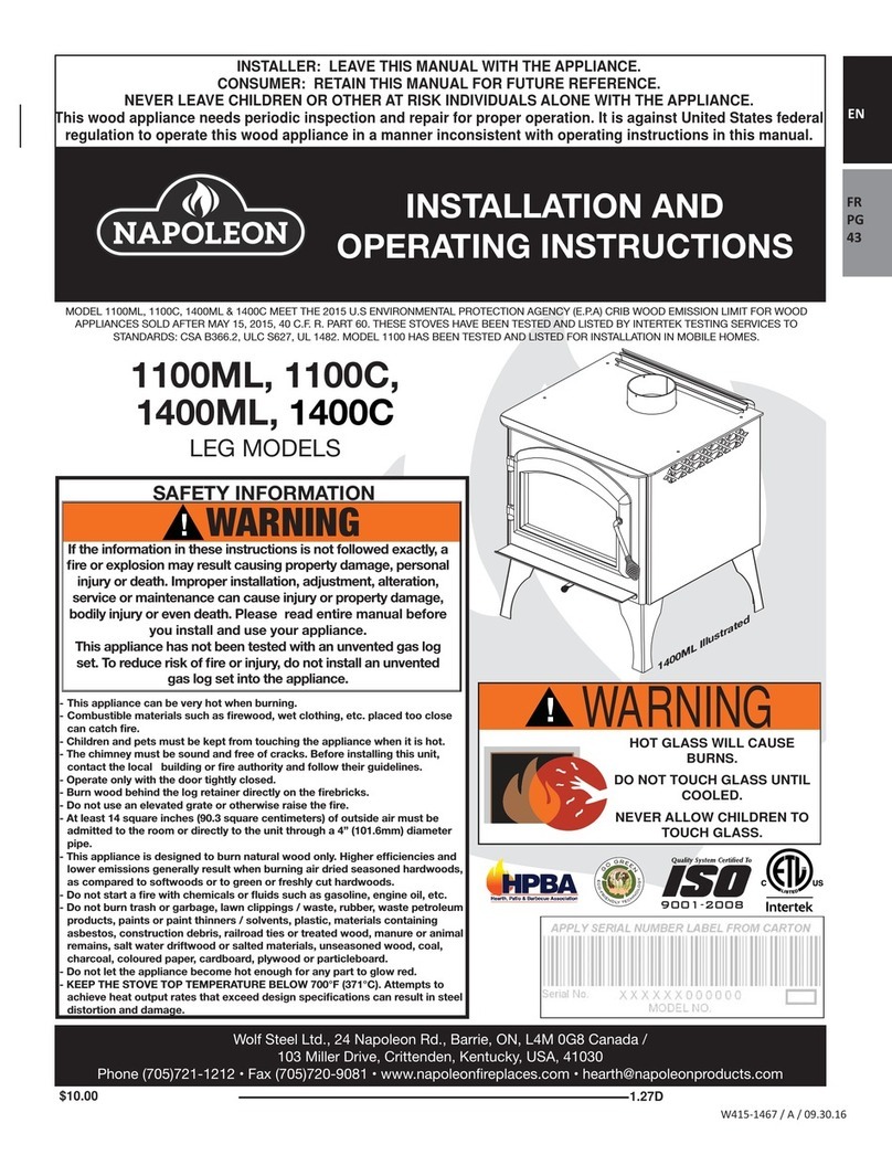 Napoleon W415-1467 / A Installation and operating instructions