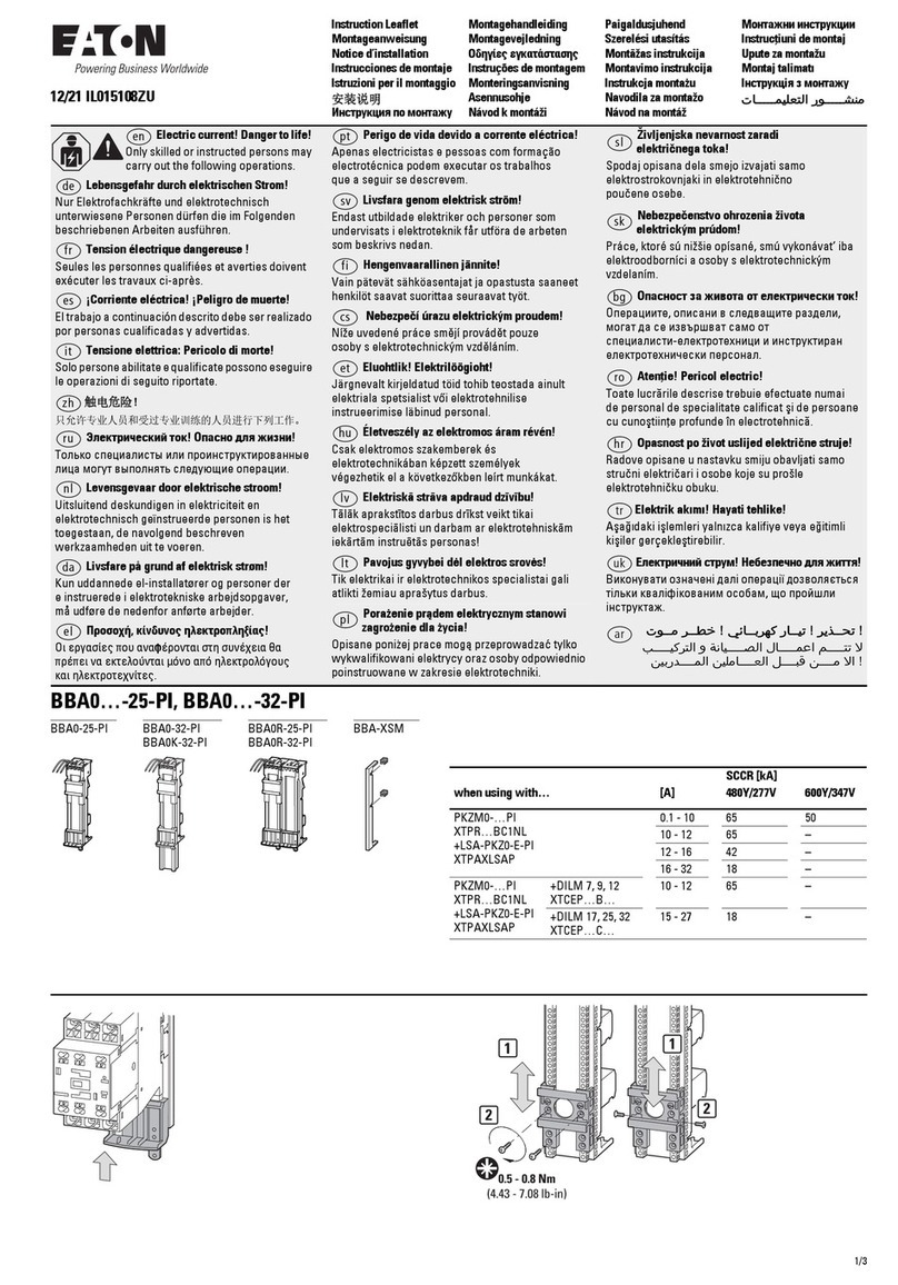 Eaton BBA0 25-PI Series Instruction leaflet