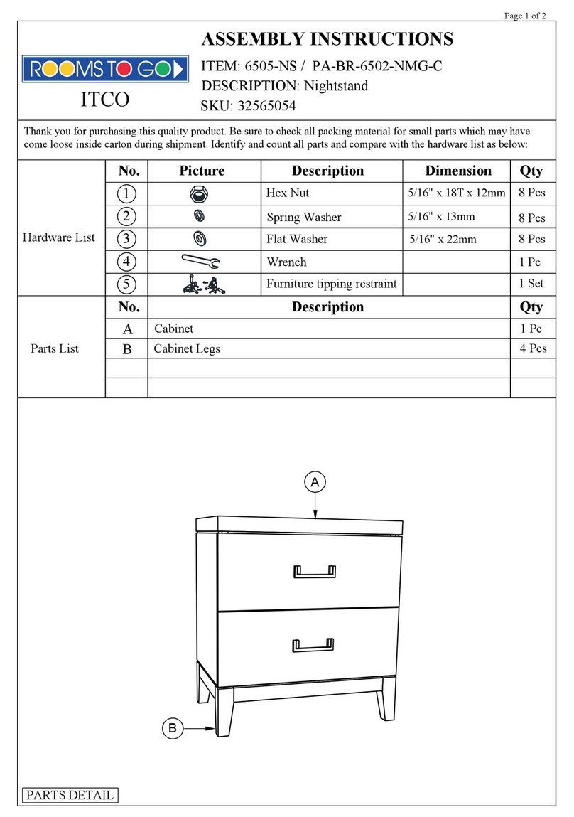 ROOMS TO GO 6505-NS Assembly instructions