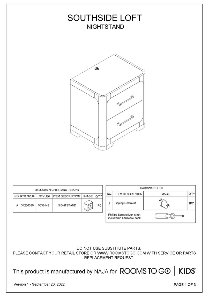 ROOMS TO GO KIDS SOUTHSIDE LOFT manual