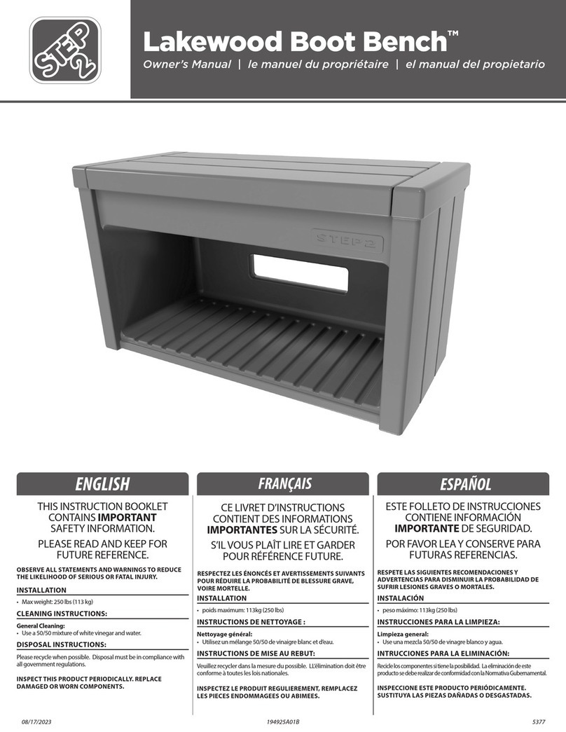 Step 2 Lakewood Boot Bench User manual Step 2 Lakewood Boot Bench User manual