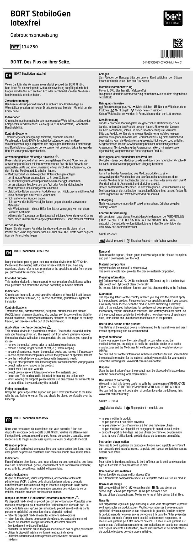 bort medical StabiloGen User manual
