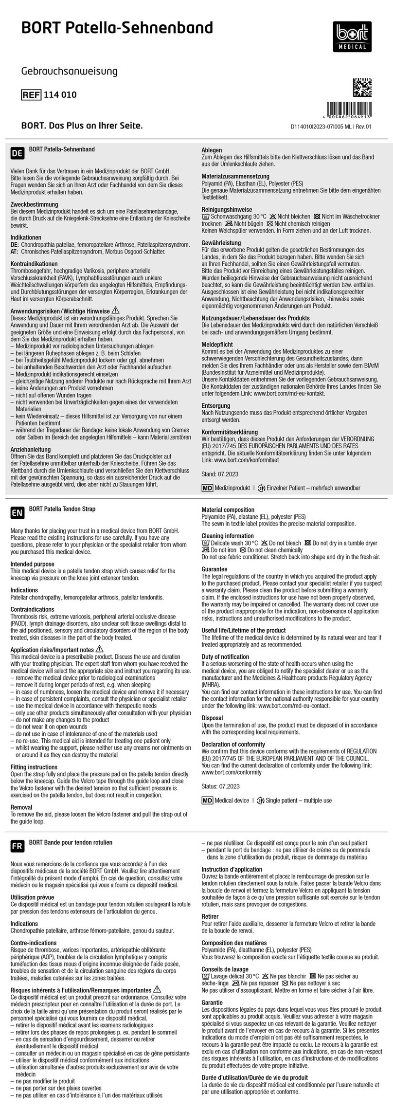 Bort Patella User manual