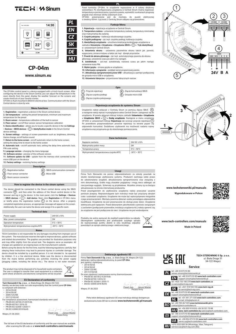 Tech Controllers Sinum CP-04m quick start guide