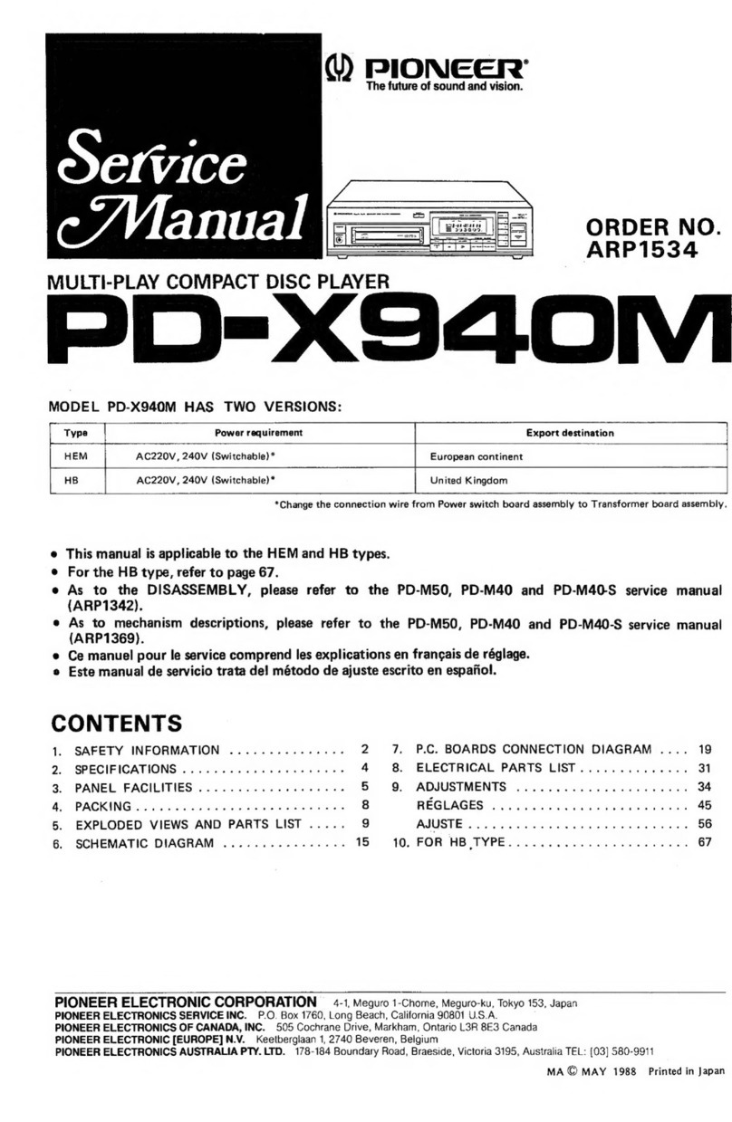 Pioneer PD-X940M Service manual