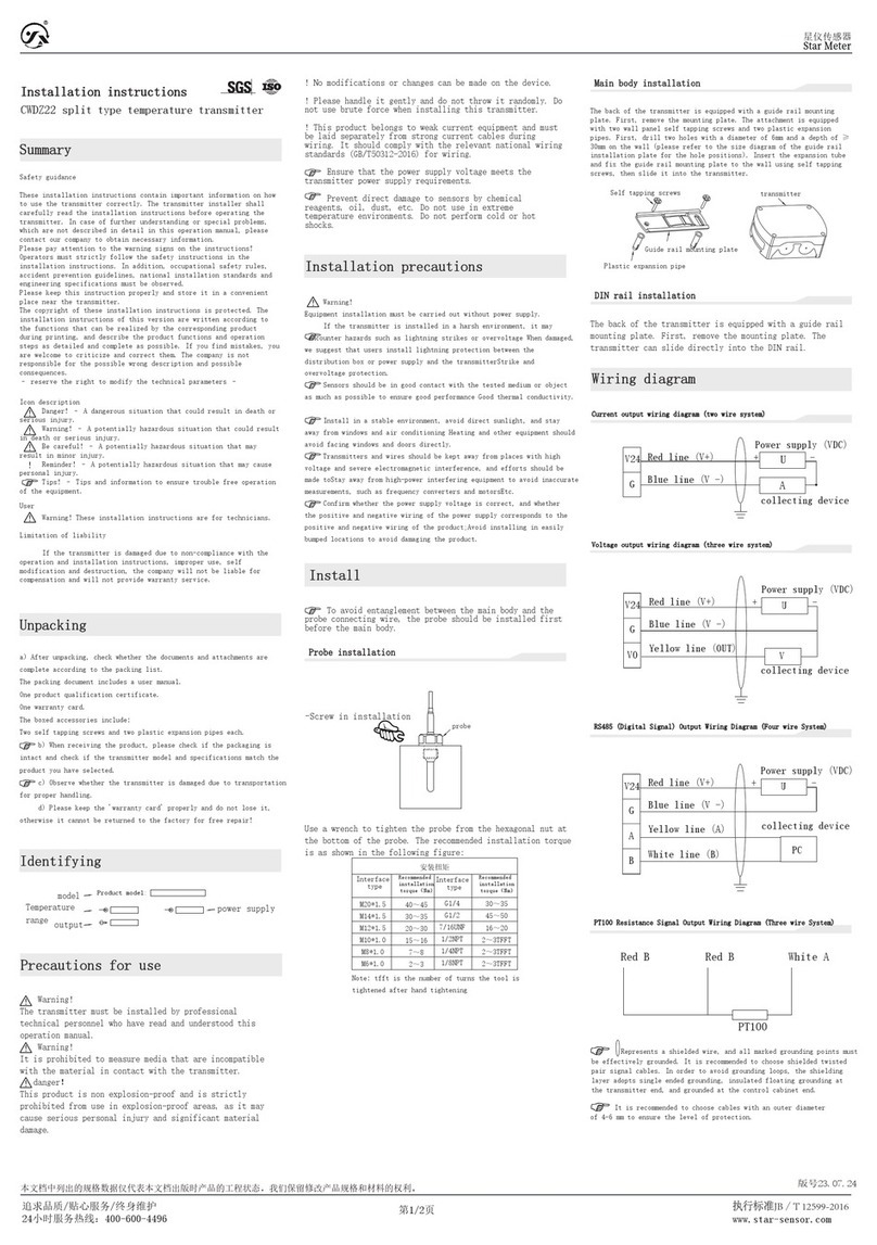 Star Meter CWDZ22 installation instructions