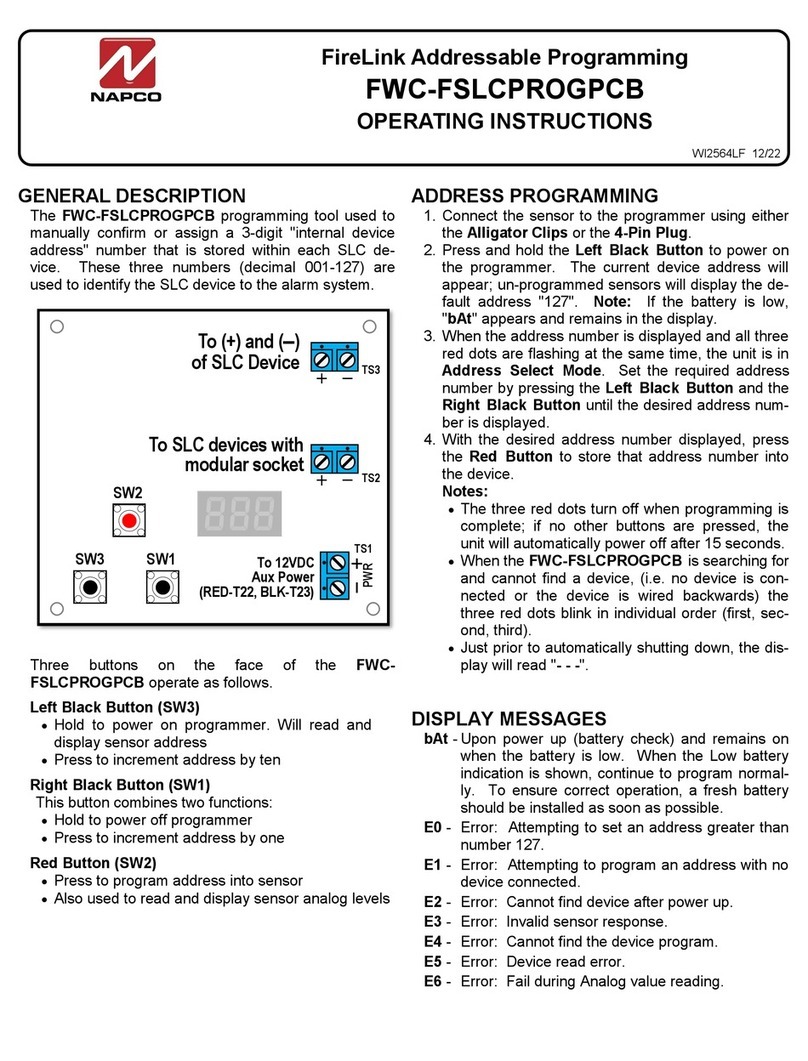 NAPCO FWC-FSLCPROGPCB operating instructions