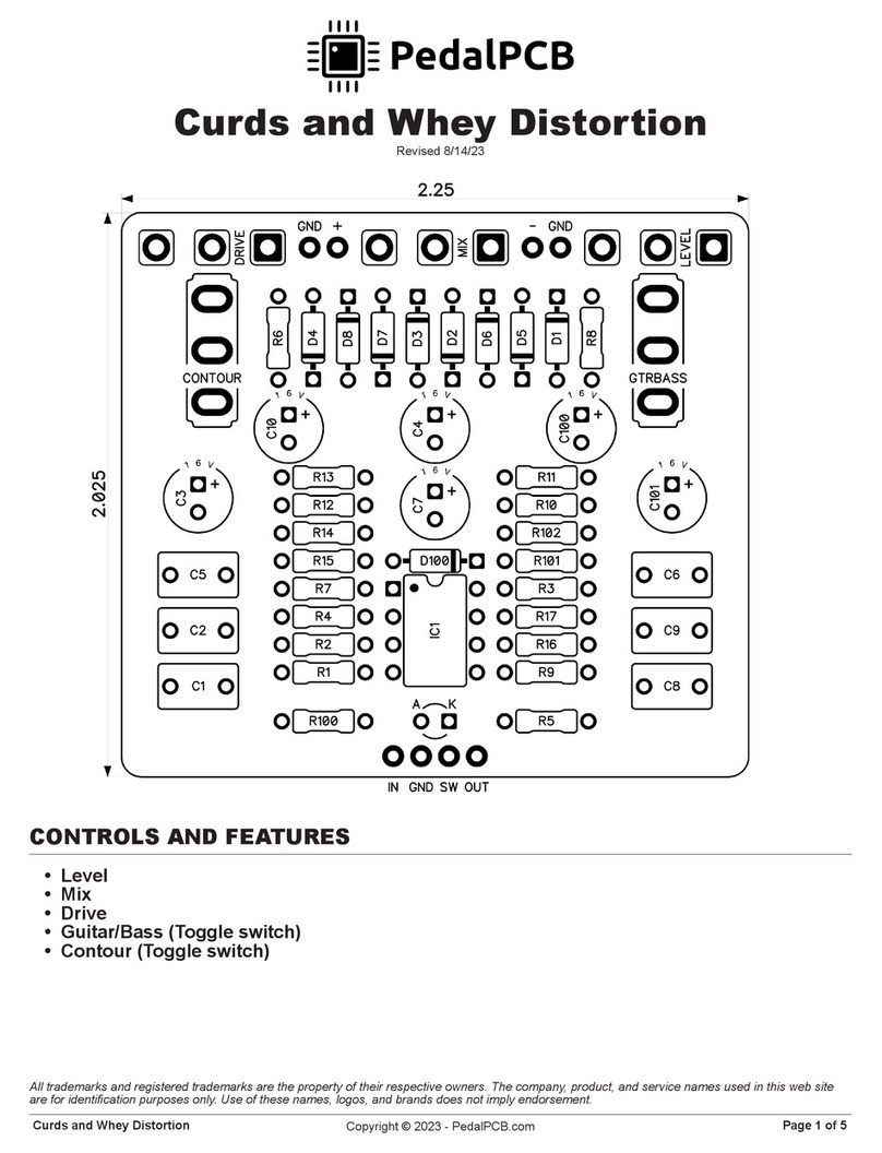PedalPCB Curds and Whey Distortion quick start guide PedalPCB Curds and Whey Distortion quick start guide