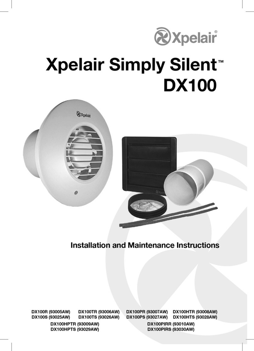 Xpelair DX100 Installation and maintenance instructions