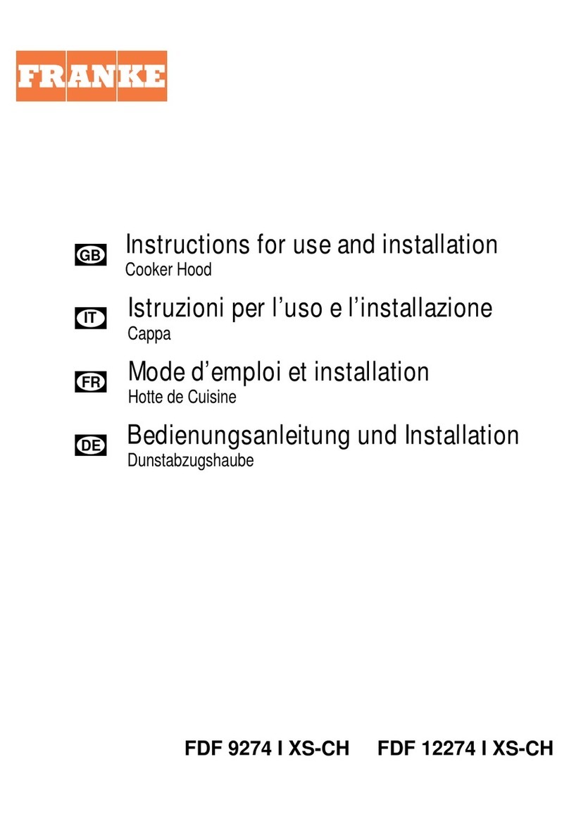 Franke FDF 9274 I XS-CH Instructions for use and installation