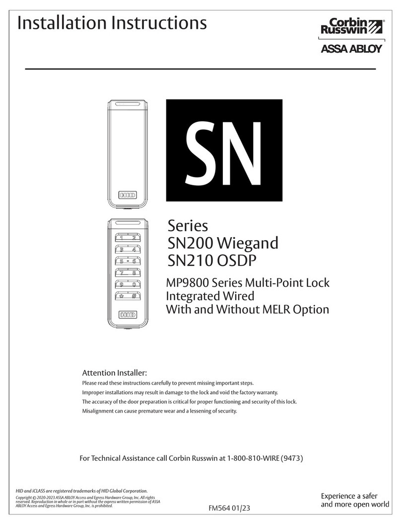 Assa Abloy Corbin Russwin SN Series installation instructions