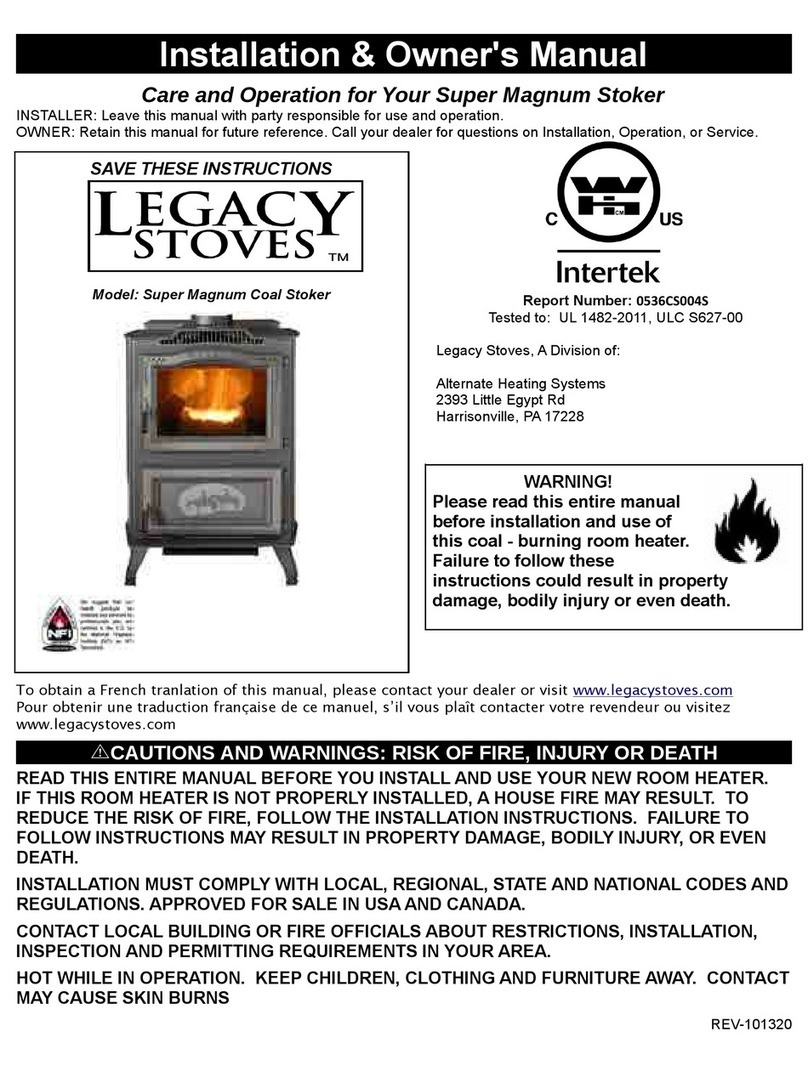 Legacy Stoves Super Magnum Coal Stoker Installation & owner's manual