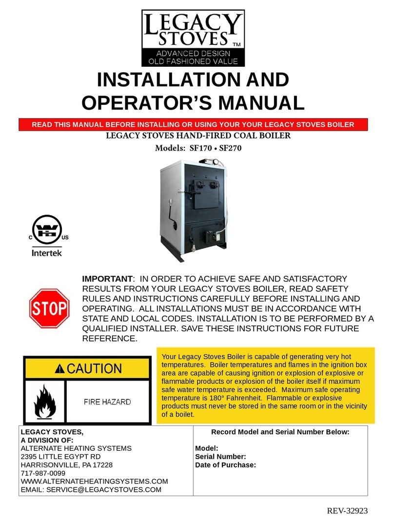 Legacy Stoves SF170 Setup guide