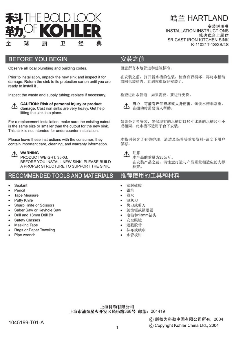 Kohler HARTLAND K-11021T-1S User manual