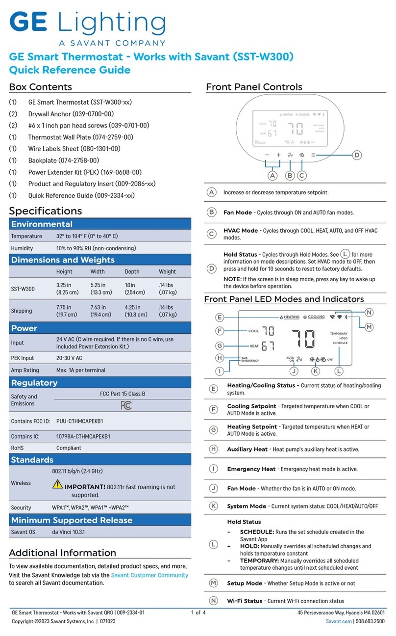 Savant GE SST-W300 User manual