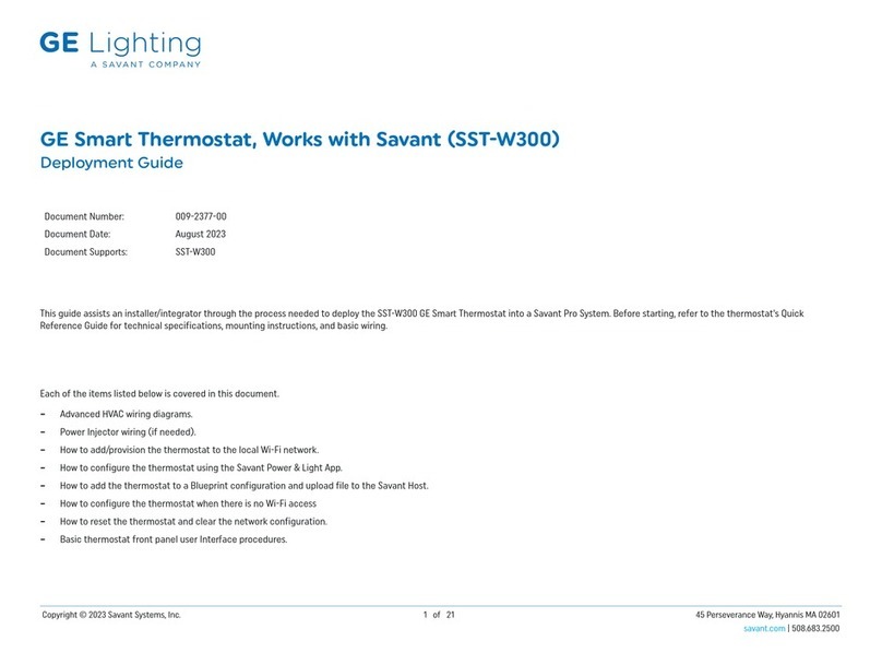 Savant GE SST-W300 Quick reference guide