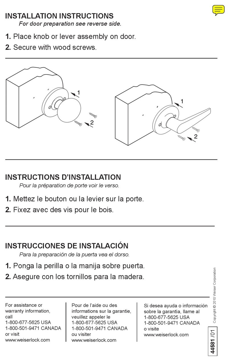 Weiser SL7000 GV 15 User manual