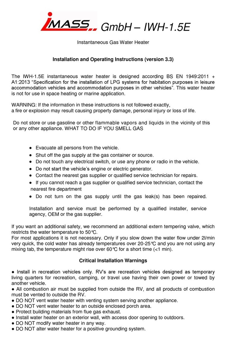 IMASS IWH-1.5E Installation and operating instructions