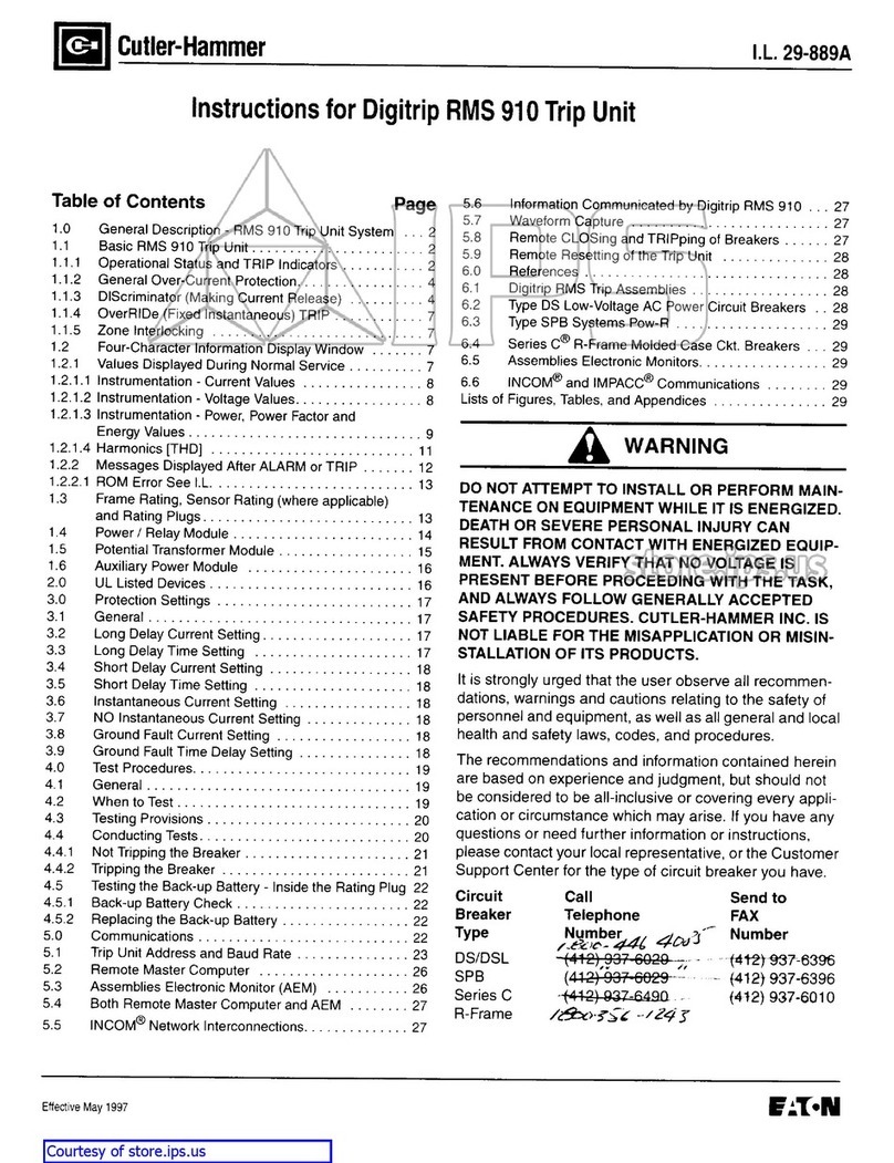 Eaton Digitrip RMS 910 User manual
