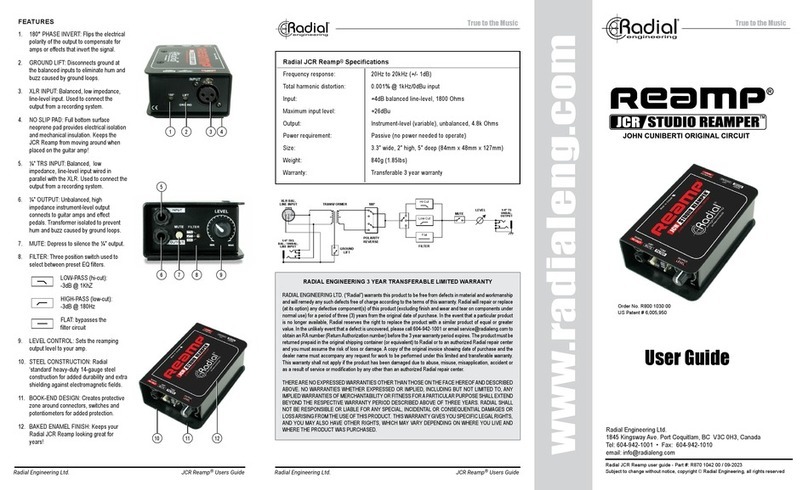 Radial Engineering REAMP JCR STUDIO REAMPER user guide