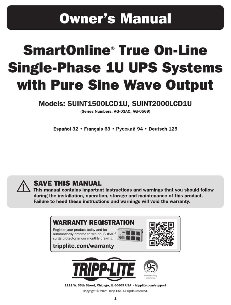 Tripp Lite SmartOnline SUINT1500LCD1U User manual Tripp Lite SmartOnline SUINT1500LCD1U User manual