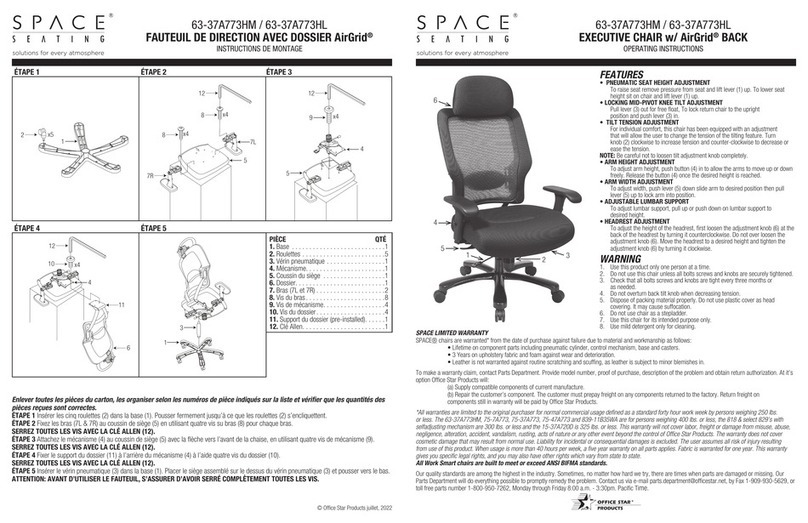 Office Star Products Space Seating 63-37A773HM User manual Office Star Products Space Seating 63-37A773HM User manual