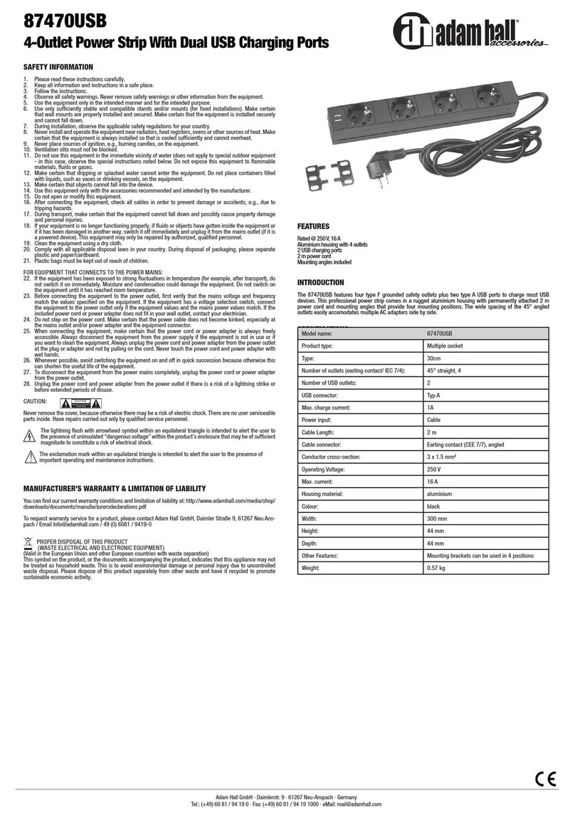Adam Hall 87470USB quick start guide