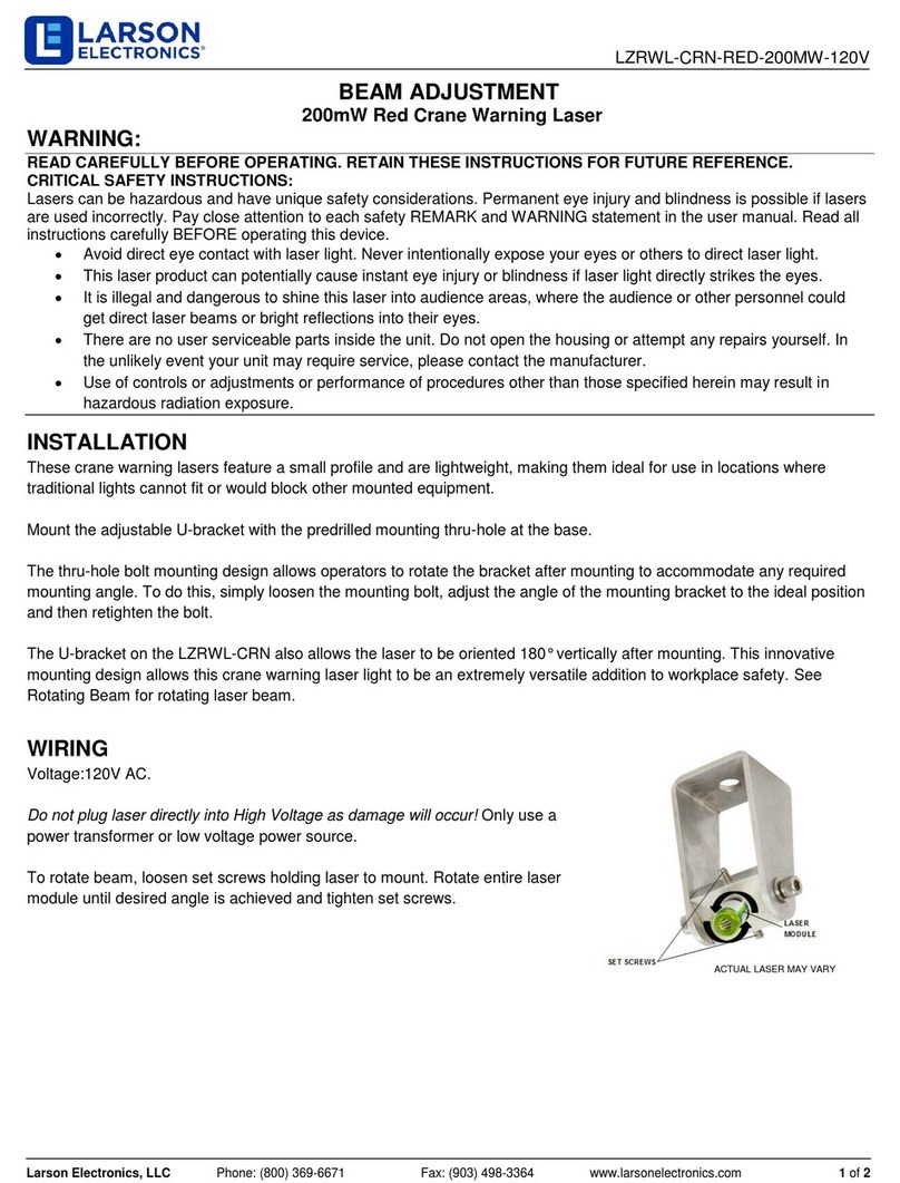 Larson Electronics LZRWL-CRN-RED-200MW-120V quick start guide