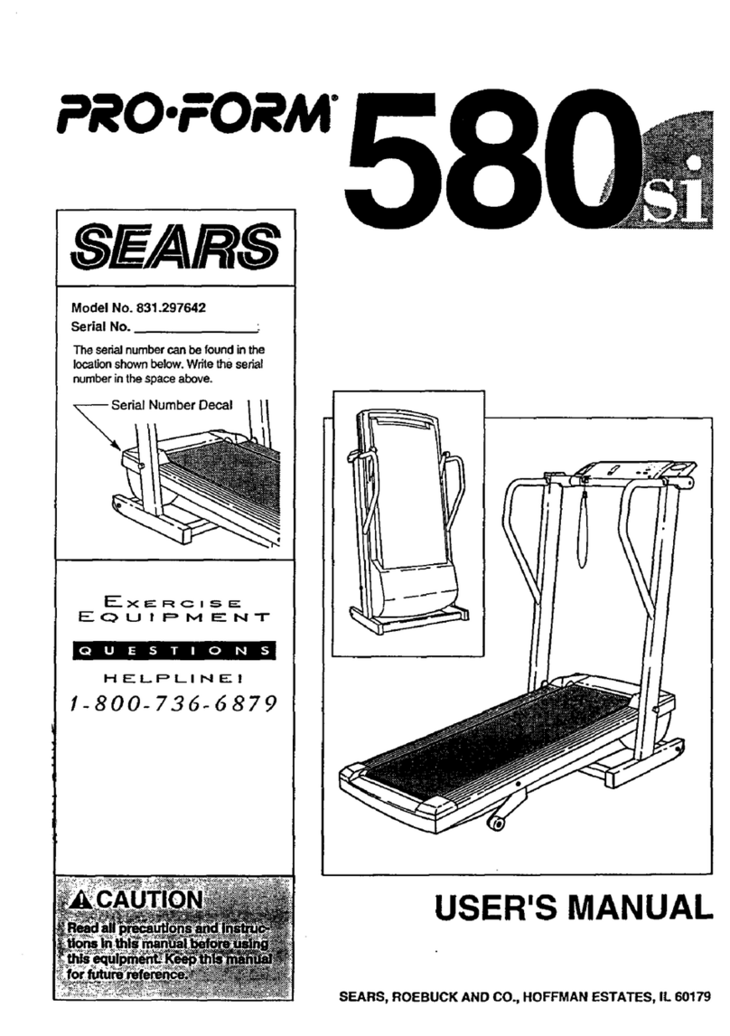 Sears PRO-FORM 580si user manual