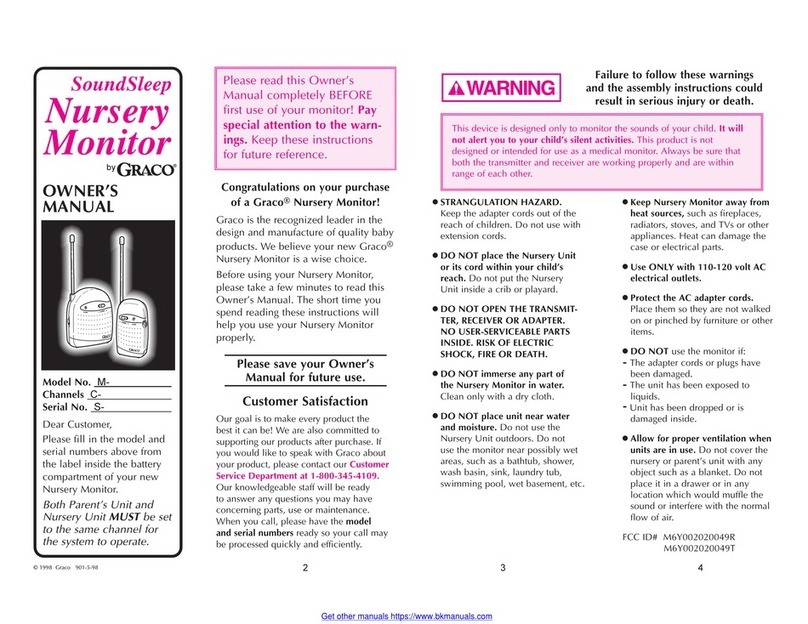 Graco SoundSleep Nursery Monitor User manual