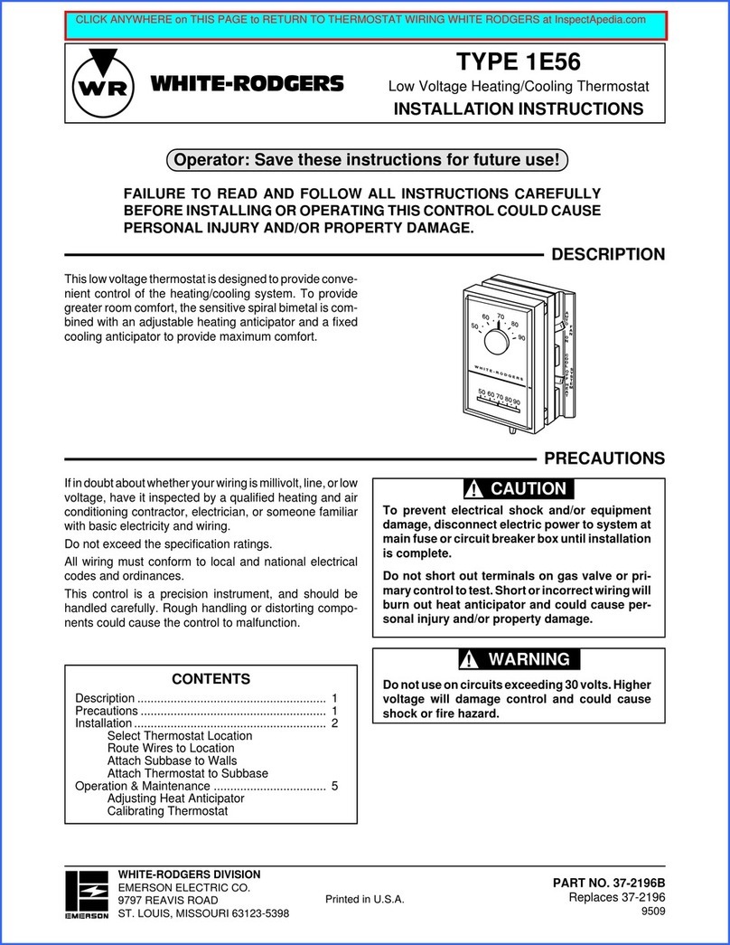 White Rodgers 1E56 User manual