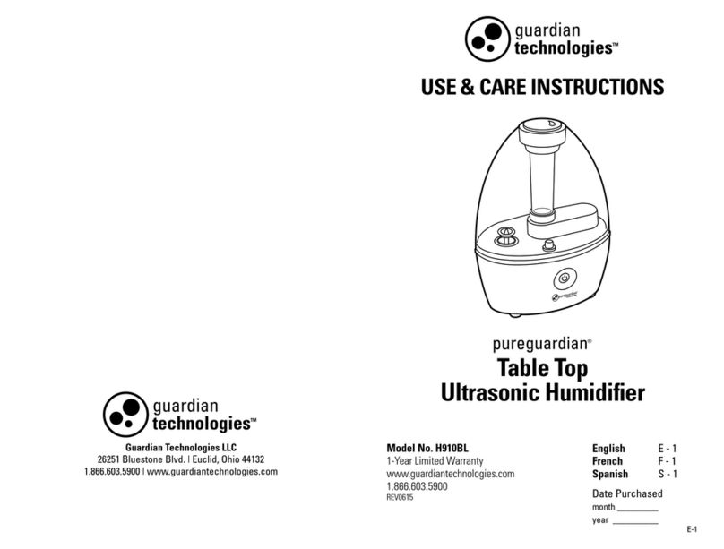 Guardian pureguardian H910BL Quick reference guide