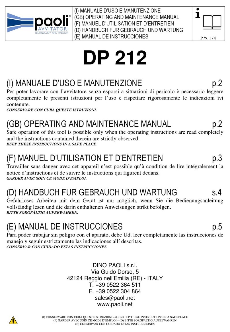 DINO PAOLI DP 212 Operating and maintenance manual