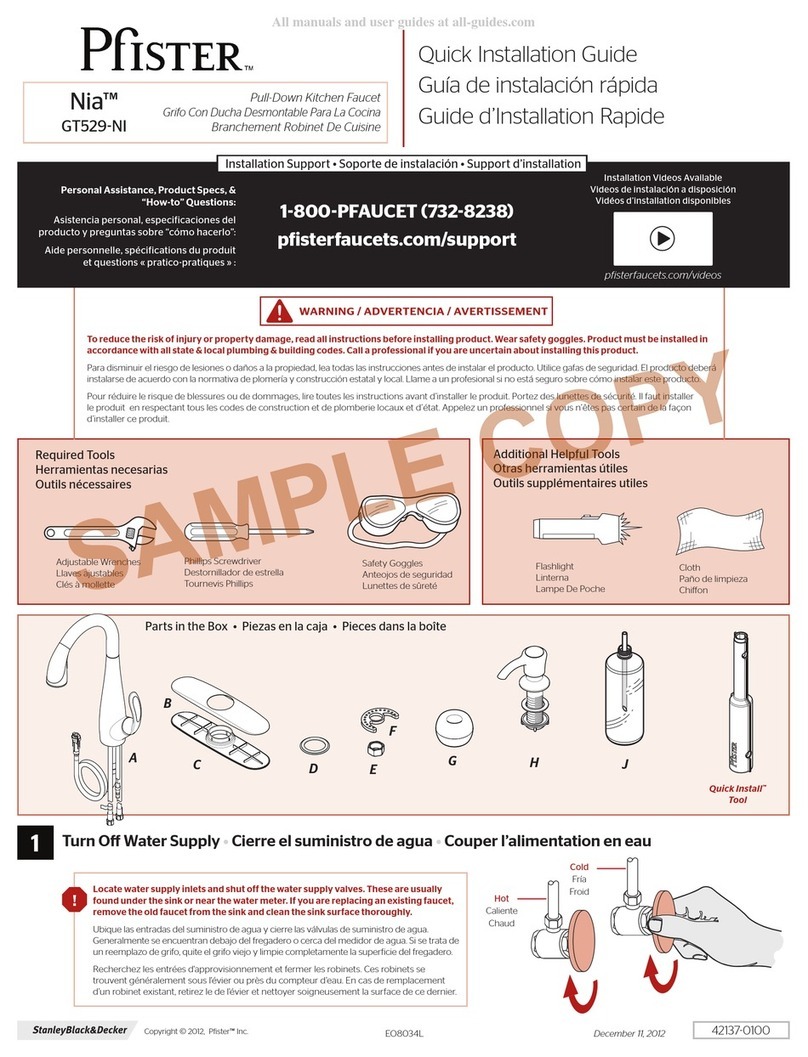 Spectrum Brands Pfister Nia GT529-NI Quick installation guide