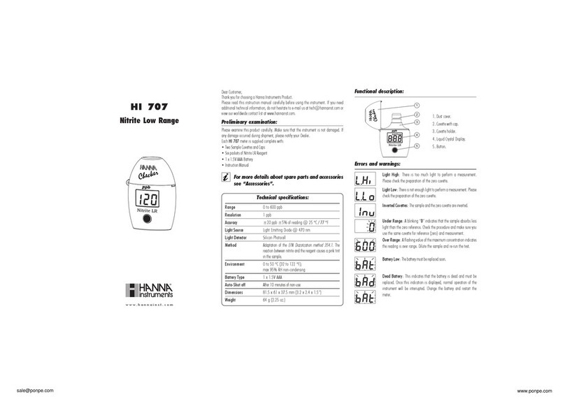 Hanna Instruments Nitrite Low HI 707 User manual