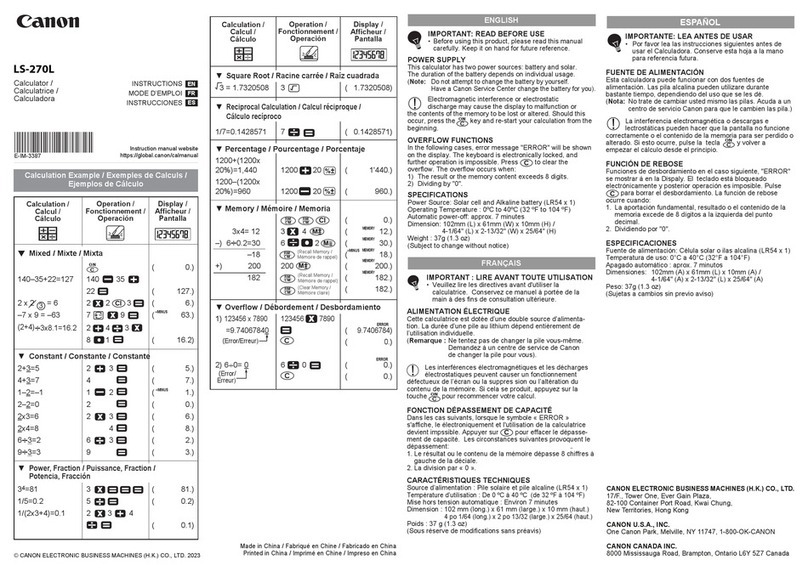Canon LS-270L User manual