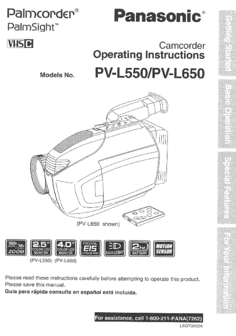 Panasonic Palmcoder PalmSight PV-L550 User manual
