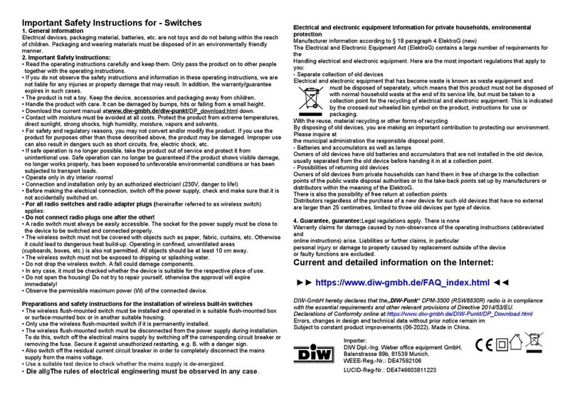 DIW DPM-3500 operating instructions