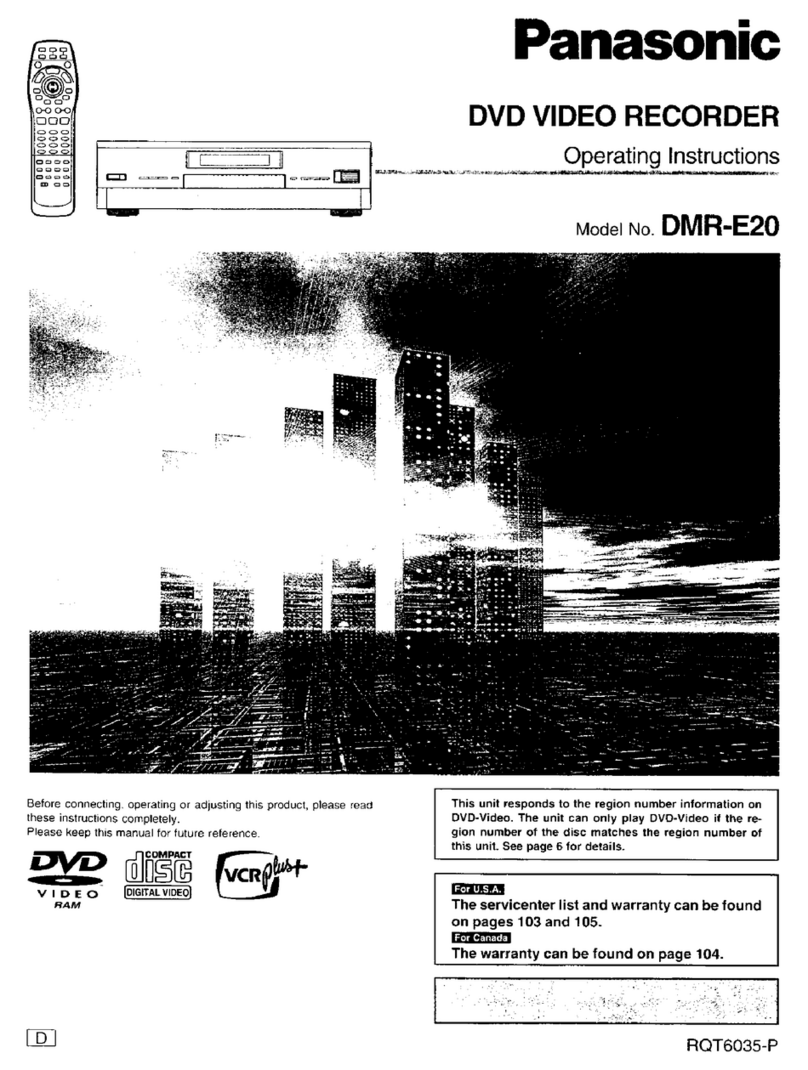 Panasonic DMRE20 - DVD VIDEO RECORDER operating instructions