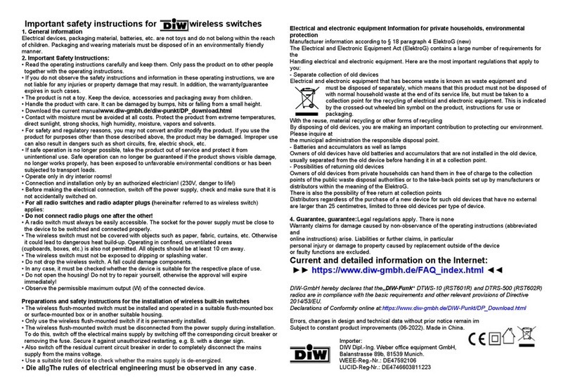 DIW Funk touchShade DTRS-500 instructions